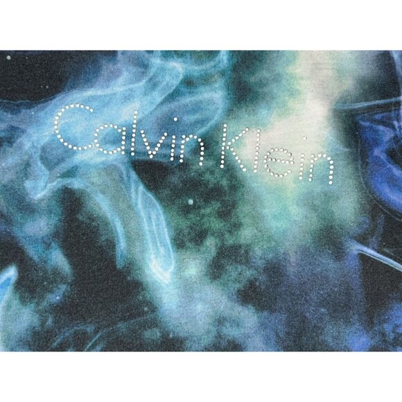 Calvin Klein Womens‎ Short Sleeve Galaxy Print Top Size S Spacecore Activewear - Picture 3 of 4